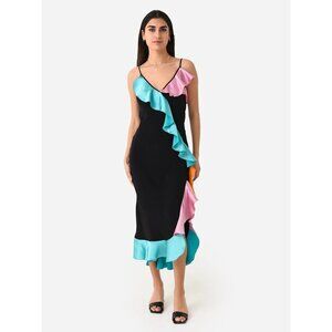Brogger Edith Ruffle Slip Dress Multi Womens Size Small